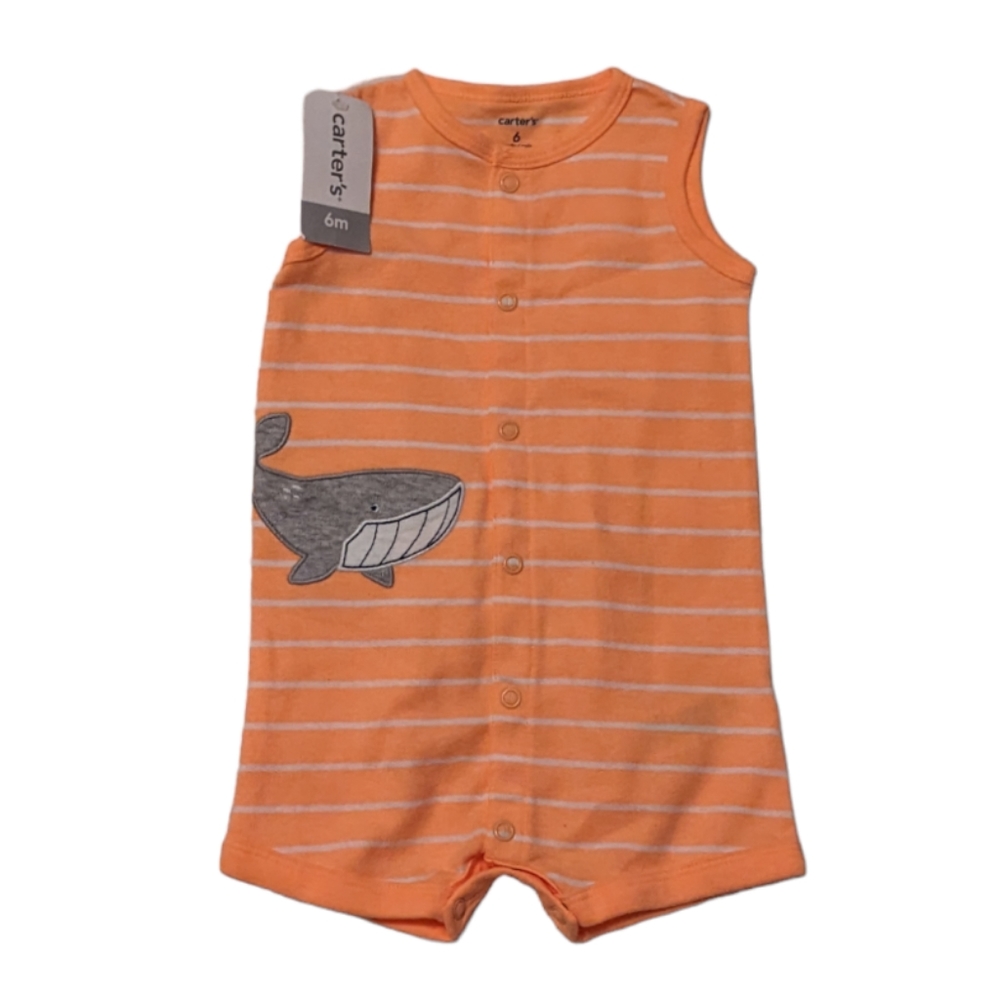 💥🆕 Carter's Striped Whale Bodysuit 6M